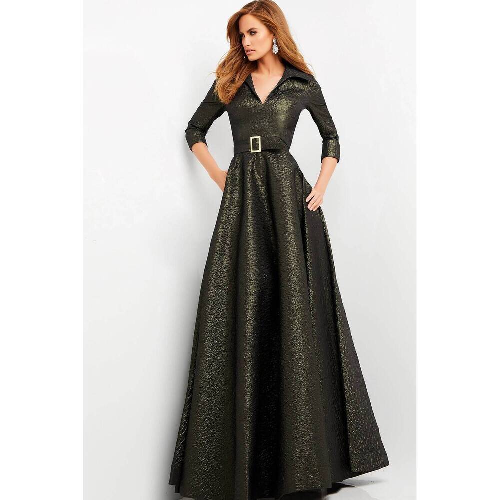 NEW JOVANI a-line v neck gown in olive